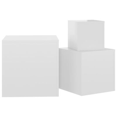 vidaXL Side Tables 3 pcs High Gloss White Engineered Wood