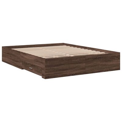 vidaXL Bed Frame with Drawers without Mattress Brown Oak 160x200 cm