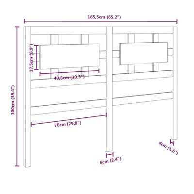 vidaXL Bed Headboard Black 165.5x4x100 cm Solid Wood Pine