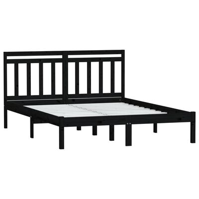 vidaXL Bed Frame without Mattress Black Small Double Solid Wood