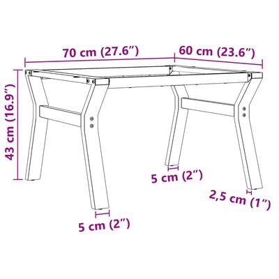 vidaXL Coffee Table Legs Y-Frame 70x60x43 cm Cast Iron