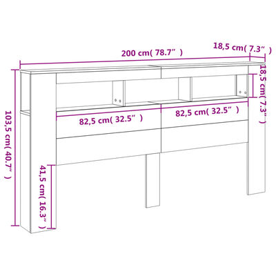 vidaXL LED Headboard White 200 cm Engineered Wood