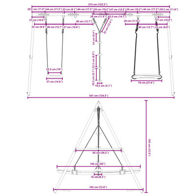 vidaXL Outdoor Swing Set with Swing, Disc Swing, Nest Swing