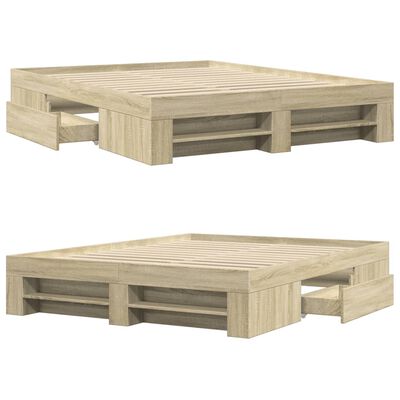 vidaXL Bed Frame without Mattress Sonoma Oak 150x200 cm King Size Engineered Wood