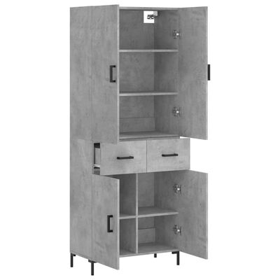 vidaXL Highboard Concrete Grey 69.5x34x180 cm Engineered Wood