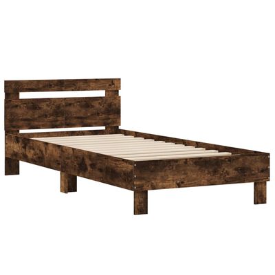 vidaXL Bed Frame without Mattress with Headboard Smoked Oak 100x200 cm