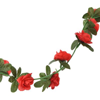 vidaXL Christmas Flower Garlands 6 pcs Red 240 cm