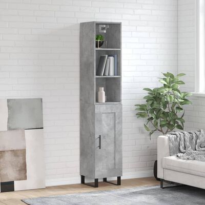 vidaXL Highboard Concrete Grey 34.5x34x180 cm Engineered Wood