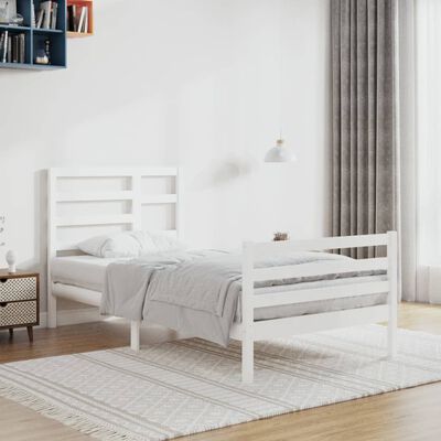 vidaXL Bed Frame without Mattress White Solid Wood 100x200 cm