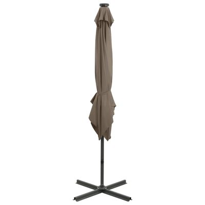 vidaXL Cantilever Garden Parasol with Pole and LED Lights Taupe 250 cm