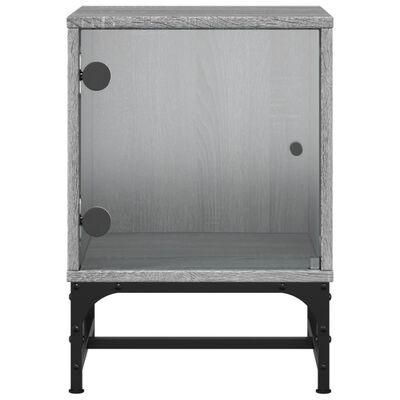 vidaXL Bedside Cabinets with Glass Doors 2 pcs Grey Sonoma 35x37x50 cm