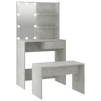 vidaXL Dressing Table Set with LED Concrete Grey Engineered Wood