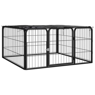 vidaXL Dog Playpen 4 Panels Black 100x50 cm Powder-coated Steel