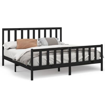 vidaXL Bed Frame without Mattress Black 200x200 cm Solid Wood Pine