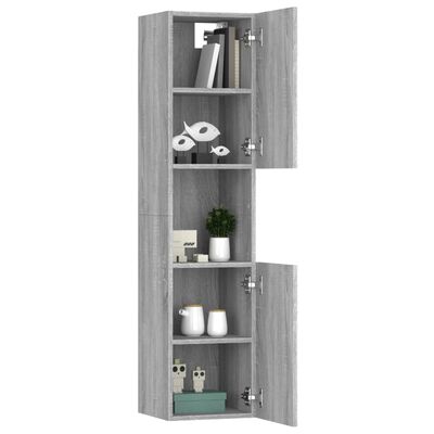 vidaXL Bathroom Cabinet Grey Sonoma 30x30x130 cm Engineered Wood