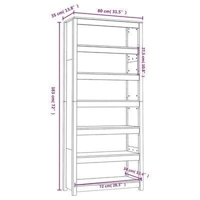 vidaXL Book Cabinet White 80x35x183 cm Solid Wood Pine