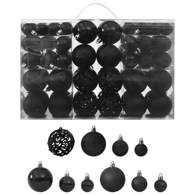 vidaXL 100 Piece Christmas Ball Set Black