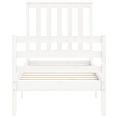 vidaXL Bed Frame without Mattress White Small Single Solid Wood