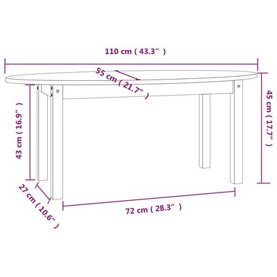 vidaXL Coffee Table 110x55x45 cm Solid Wood Pine