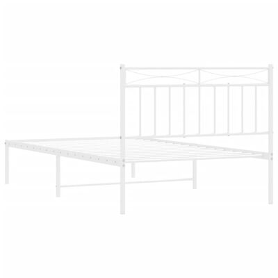 vidaXL Metal Bed Frame without Mattress with Headboard White 100x200 cm