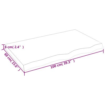 vidaXL Bathroom Countertop 100x60x(2-6) cm Untreated Solid Wood