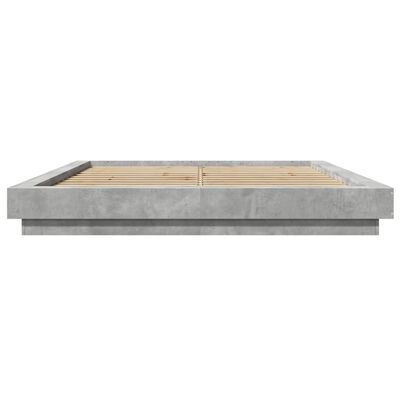 vidaXL Bed Frame with LED Lights Concrete Grey 160x200cm Engineered Wood