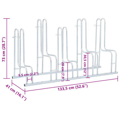 vidaXL Bicycle Stand for 5 Bikes Floor Freestanding Galvanised Steel