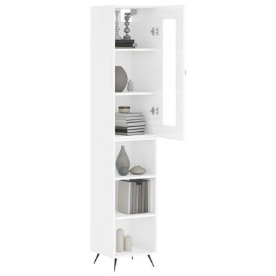 vidaXL Highboard High Gloss White 34.5x34x180 cm Engineered Wood