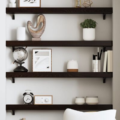 vidaXL Wall Shelf Dark Brown 100x10x6 cm Treated Solid Wood Oak