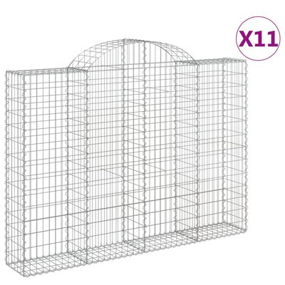 vidaXL Arched Gabion Baskets 11 pcs 200x30x140/160 cm Galvanised Iron