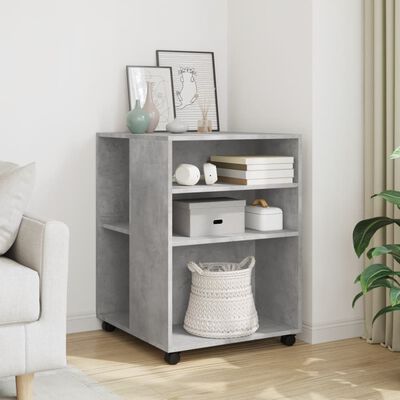 vidaXL Side Table with Wheels Concrete Grey 55x60x78 cm Engineered Wood