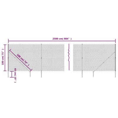 vidaXL Chain Link Fence with Spike Anchors Green 1.8x25 m