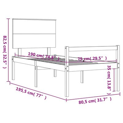 vidaXL Senior Bed without Mattress White Small Single Solid Wood