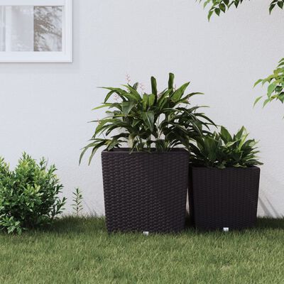 vidaXL Planter with Removable Inner Brown 37 / 64 L PP Rattan