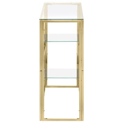 vidaXL Console Table Gold Stainless Steel and Tempered Glass