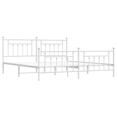 vidaXL Metal Bed Frame without Mattress with Footboard White 200x200 cm