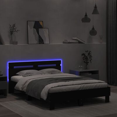 vidaXL Bed Frame with LED without Mattress Black 120x190 cm Small Double