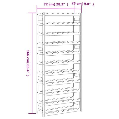 vidaXL Wine Rack for 77 Bottles Brown Solid Wood Pine