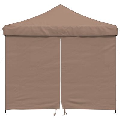 vidaXL Foldable Party Tent Pop-Up with 4 Sidewalls Brown