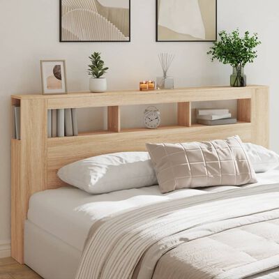 vidaXL LED Headboard Sonoma Oak 200 cm Engineered Wood