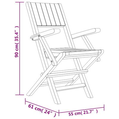 vidaXL Folding Garden Chairs 6 pcs 55x61x90 cm Solid Wood Teak