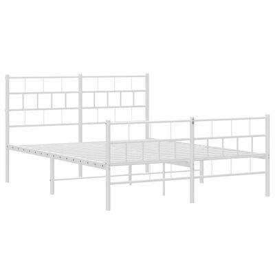 vidaXL Metal Bed Frame without Mattress with Footboard White 140x200 cm