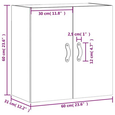 vidaXL Wall Cabinet Grey Sonoma 60x31x60 cm Engineered Wood