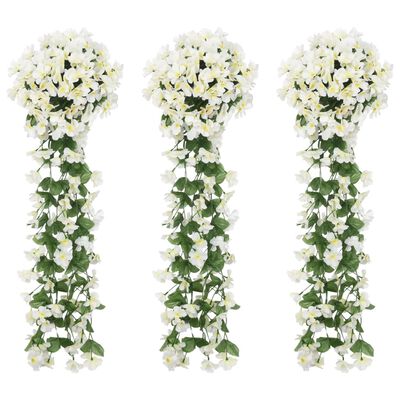 vidaXL Christmas Flower Garlands 3 pcs White 85 cm