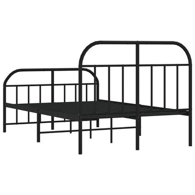 vidaXL Metal Bed Frame without Mattress with Footboard Black 120x200 cm