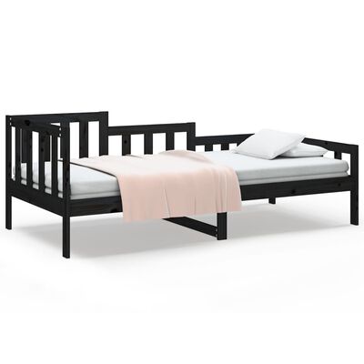 vidaXL Day Bed without Mattress Black 90x200 cm Solid Wood Pine