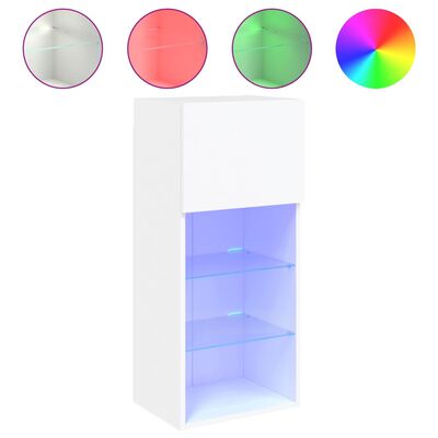 vidaXL TV Cabinet with LED Lights White 40.5x30x90 cm