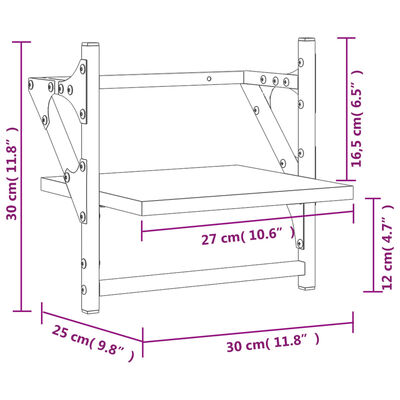 vidaXL Wall Shelves with Bars 2 pcs Brown Oak 30x25x30 cm