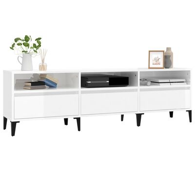 vidaXL TV Cabinet High Gloss White 150x30x44.5 cm Engineered Wood