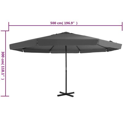 vidaXL Garden Parasol with Aluminium Pole 500 cm Anthracite